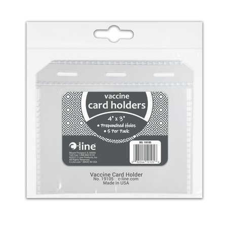 C-Line Products COVID19 Vaccine Card Holder, Clear, 4 x 3, 5PK 19105